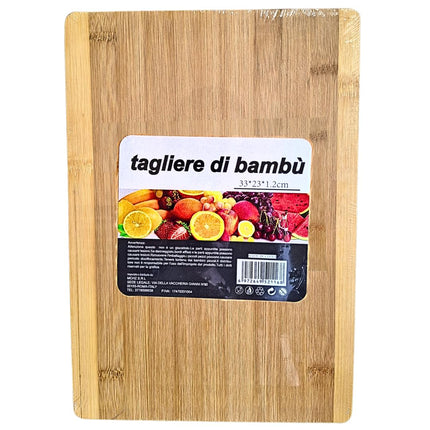Tagliere in Bambù Professionale da Cucina - Tagliere in Legno Naturale 33 x 23 x 1,2 cm, Utensile Robusto e Salvaspazio