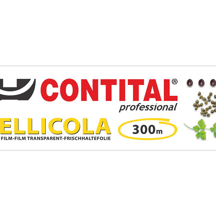 CONTITAL Pellicola Professionale per alimenti con astuccio, rotolo in PVC, larghezza 30 cm, 300 metri