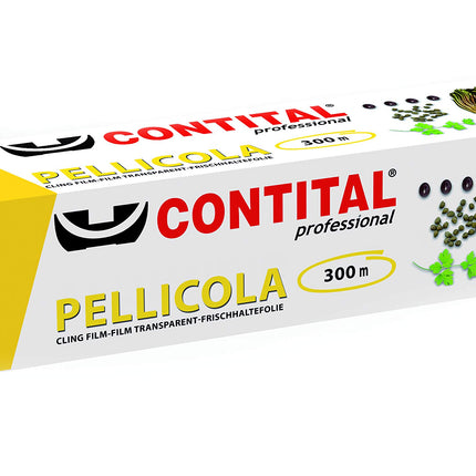 CONTITAL Pellicola Professionale per alimenti con astuccio, rotolo in PVC, larghezza 30 cm, 300 metri