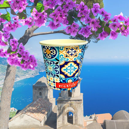 RFD 500 Pz Bicchieri Caffe di Carta fantasia AMALFI - Biodegradabili Biocompostabili Tazzine 75 ml - Made in Italy