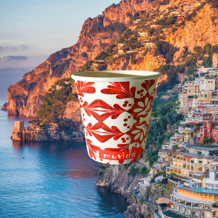 RFD 500 Pz Bicchieri Caffe di Carta fantasia AMALFI - Biodegradabili Biocompostabili Tazzine 180 ml - Made in Italy
