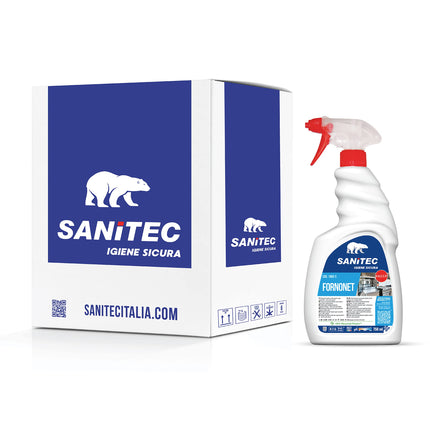 Sanitec, Fornonet, Detergente Alcalino Schiumogeno Super Concentrato per Forni, Grill e Piastre, Rimozione Rapida di Incrostazioni e Residui di Cottura, 100% Made in Italy, Flacone 750 ml