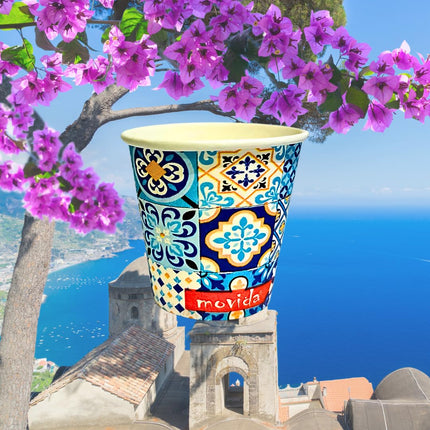 RFD 500 Pz Bicchieri Caffe di Carta fantasia AMALFI - Biodegradabili Biocompostabili Tazzine 180 ml - Made in Italy