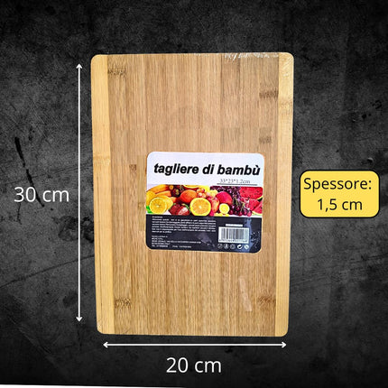 Tagliere in Bambù Professionale da Cucina - Tagliere in Legno Naturale 33 x 23 x 1,2 cm, Utensile Robusto e Salvaspazio