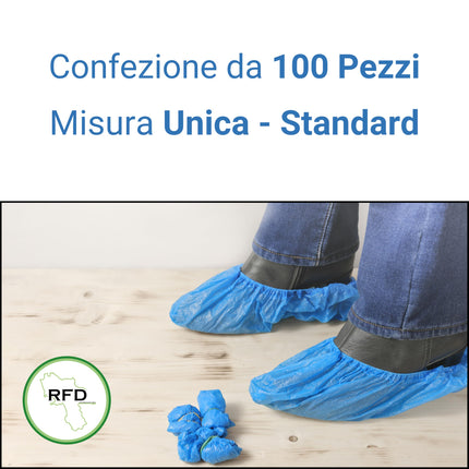 100 Copriscarpe Monouso Resistenti e Impermeabili - in CPE, Resistenti, Antiscivolo e Impermeabili - Ideali per Uso Domestico, Professionale e Industriale