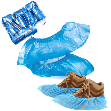 100 Copriscarpe Monouso Resistenti e Impermeabili - in CPE, Resistenti, Antiscivolo e Impermeabili - Ideali per Uso Domestico, Professionale e Industriale