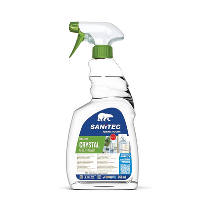 SANITEC Crystal Igiene Sicura Vetri Green Power per Pulizia di vetri, cristalli e specchi - 750 ml