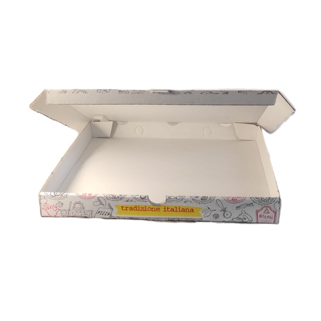 VIRSUS 100 Scatole Pizza 33x33 cm e altezza 3,5 cm, Chiusura Americana, di  colore bianco, Cartone Pizza Box Porta Pizza Panini Piadine da asporto