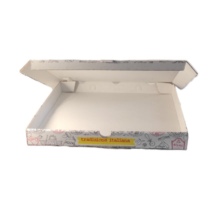 100 Cartoni scatole per la  pizza box 32x32 chiusura america | 32 cm x 32 cm H 3,5 cm | R.F. Distribuzione