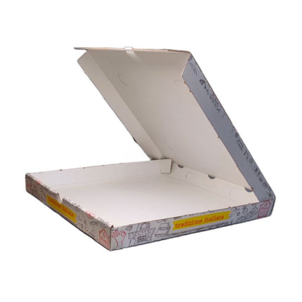 100 Cartoni scatole per la  pizza box 32x32 chiusura america | 32 cm x 32 cm H 3,5 cm | R.F. Distribuzione