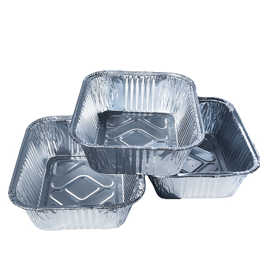 100 Vaschette Rettangolari in Alluminio per Alimenti