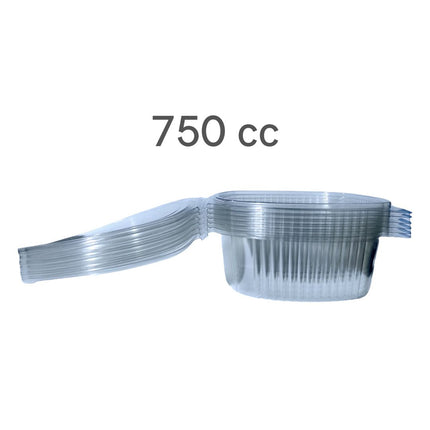 Vaschette Plastica PET per Alimenti 750cc con Coperchio Trasparente Usa e Getta - 100 Pezzi