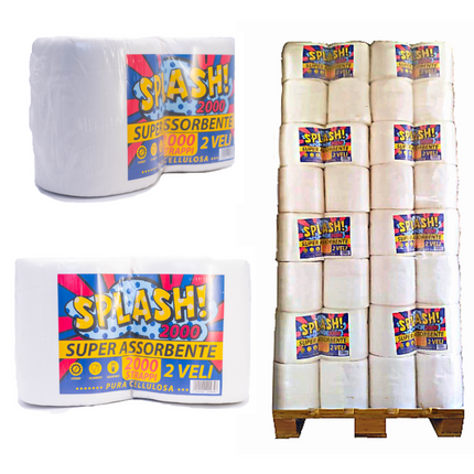 OFFERTA PALLET A SPEDIZIONE GRATUITA! 45 o 90 coppie rotoloni Maxi splash 2000 90 o 180 Rotoloni Asciugatutto