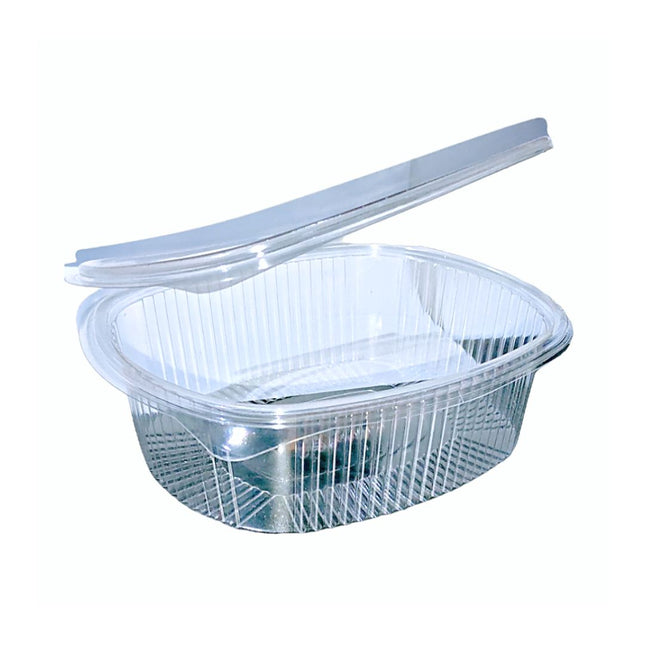 Vaschette Plastica PET per Alimenti 375cc con Coperchio Trasparente Usa e Getta - 100 Pezzi
