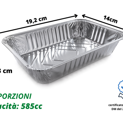 VASCHETTE contenitori ALLUMINIO PER ASPORTO | FORMATO PER 2 PORZIONI